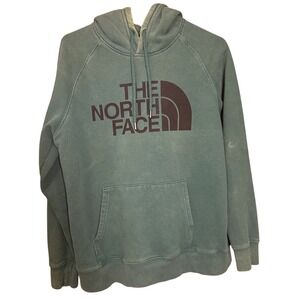 The North Face Women's Hoodie M Teal Green‎ Pullover Logo Fleece Sweatshirt